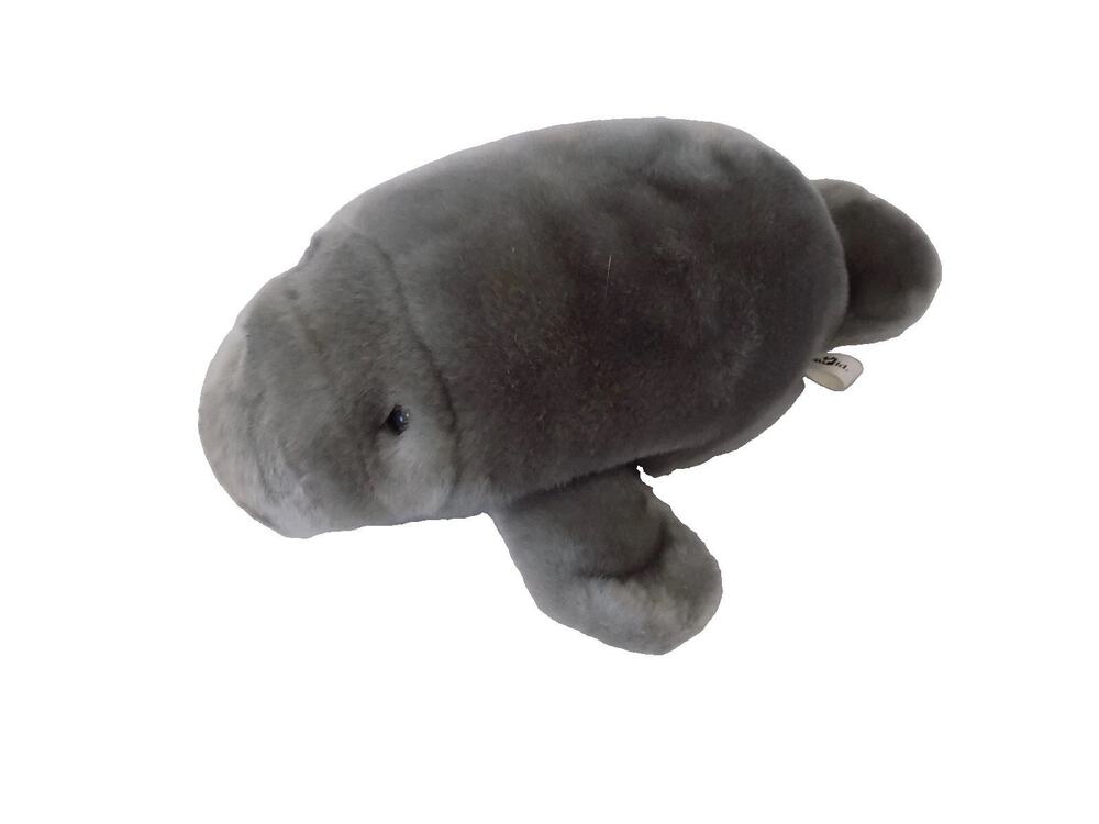 Seaworld Manatee Plush Stuffed Animal Sea Cow Gray 16"